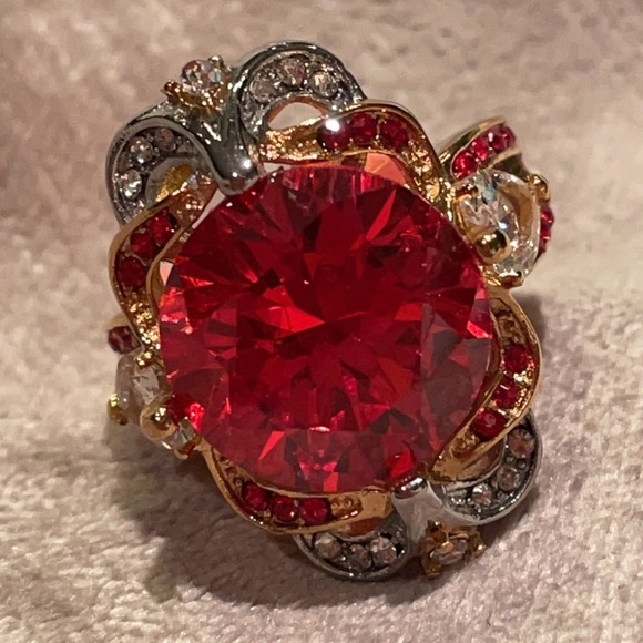 Chunky Orange Diamond Statement Ring Size 6.5 NWTS - Picture 8 of 14